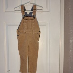 7 For All Mankind SFAM Boys Corduroy Overalls Infant Baby Size 18M Tan Farm Play